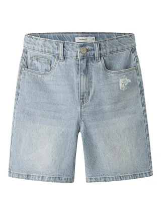 NAME IT - NKFROSE HW LONG DNM SHORTS 1160-TK Light Blue Bleached Denim - Gr. - 134