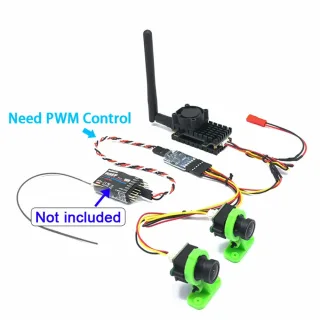 EWRF 5.8GHz 2W FPV VTX Transmitter 40CH with 3-Channel Video Switch 1000TVL HD CMOS Camera – 2.8mm 120° FOV Audio PAL/NT