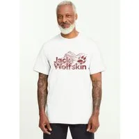 Jack Wolfskin T-Shirt BRAND T M T-Shirt aus Bio-Baumwolle, hoher Tragekomfort, großer Logo-Aufdruck