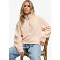 Superdry Sweatshirt SIGNATURE EMB HALF ZIP mit Stehkragen, aus Baumwolle und Polyester, Loose Fit, unifarben