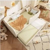 i@home Kinderbett mit Ausziehbett, Tagesbett Sofa Bett mit Lattenrost, 90x190cm (1-tlg., Ideal für kleine Kinderzimmer), Platzsparend und multifunktional