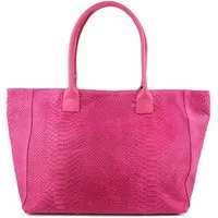 ITALYSHOP24 Shopper Made in Italy Damen Leder Tasche Schlange Prägung Tote Bag Handtasche, Wildleder DIN-A4 Schultertasche Beuteltasche Henkeltasche Ledertasche