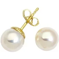 Miamar Paar Ohrstecker SWP8, Miamar SWP8 Damen Ohrstecker 14 Karat (585) Gelbgold Perle Weiß
