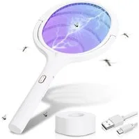 Clanmacy Fliegenwedler 5in1 Elektrische Fliegenklatsche Insektenvernichter USB Mückenklatsche