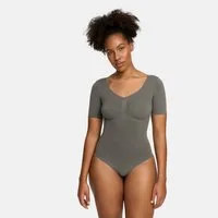cfab (creamy fabrics) Shaping-Body T-Shirt Bodysuit Sculpting Shapewear mit String-Graphit-L (1-tlg)