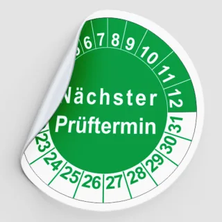 Mehrjahresprüfplaketten 80 x 25 mm Kabelprüfplakette Bogen mit 60 Plaketten Grün