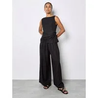 Apricot Palazzohose Weite Hose aus strukturiertem Twill mit Plissee