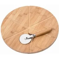 Kesper Pizzateller Pizzateller 32cm Bambus mit Pizzaschneider, (2 St)