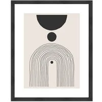 artissimo Bild mit Rahmen Gerahmtes Poster 40x50 cm / Wandbild modern / Wanddeko skandinavisc, Abstrakt und Formen: Geometrische Linien in Schwarz und Beige