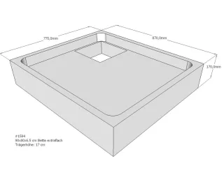 Neuesbad Wannenträger für Bette extraflach 90x80x6,5 SD21155