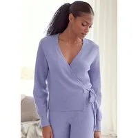 LASCANA Wickelstrickjacke mit breitem Rippbündchen, Loungewear
