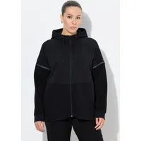 Ulla Popken Sweatjacke Sweatjacke Reflektor-Bänder Kapuze halb Ottoman