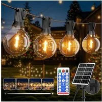 Athlix LED-Lichterkette Solar-LED-Outdoor-Lichterkette mit Fernbedienung G40-Lampen, Vielseitige Lichtmodi, wasserdicht, IP65-Zertifizierung