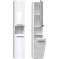 ibonto Hochschrank Badezimmerschrank mit Korb & flexibler Türöffnung - Platzsparend