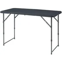 en.casa Klapptisch, »Adelfia« 120x60cm 3-stufig höhenverstellbar Rattanoptik, Schwarz