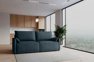 Sofa 3-Sitzer mit Schlaffunktion MIRENA in Stoff Cremona Dunkelblau