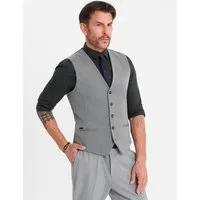OMBRE Anzugweste Elegante Herren-Weste mit Fischgrätmuster SLIM FIT