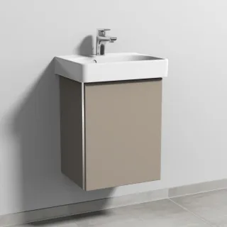 Sanipa 3way Waschtischunterbau zu Geberit Smyle Square Waschtisch mit 1 Tür, Sandgrau-Matt BS66967