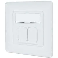 CAT.6A Datenanschlussdose, Unterputz, geschirmt, 2x RJ-45 LSA weiß, Klasse EA, 8 Richtungen