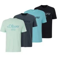 s.Oliver T-Shirt Herren T-Shirt 4er Pack Baumwolle Logo T-Shirt (Packung, 4er Pack)