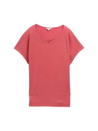 Tom Tailor - T-Shirt aus Materialmix berry red - Gr. - XXL
