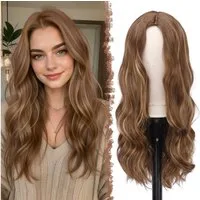 LuxusKollektion Kunsthaarperücke Perücke Damen lang lockig Mittelscheitel Braun Gemischt Blond 60 cm