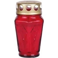 HS Candle Grabkerze (1-tlg), Grableuchte Grablicht, eckiges Glas, befüllt