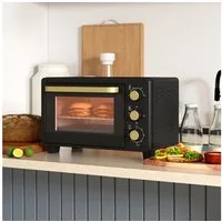HOMCOM Minibackofen Mini Backofen 16 L 1400W 100-230℃ 60 Min. Timer inkl. Krümelblech, mit Grillrost, Backblech, Schwarz