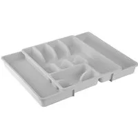 Engelland Besteckkasten Ausziehbarer Besteckeinsatz für Schubladen 30-50 cm (Vorteils-Set, 1 St., 29 - 51 x 38 x 5 cm, variabel ausziehbar, für alle Schubladen), 8 Fächer, robust, Kunststoff, Besteckkorb, Besteckhalter, Organizer