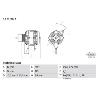 Bosch Lichtmaschine 90A Mitsubishi L200 2,5
