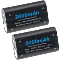 vhbw Akku passend für Microsoft Xbox One, One Elite, One X, One S Akku Akku NiMH 2000 mAh (2,4 V, 2 St), Leistungsfähige Austausch-Akkus für den Controller Ihrer Spielkonsole