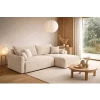 Kaiser Möbel Ecksofa mit Schlaffunktion für Wohnzimmer, Cordstoff Poso, JAPANDI, Japandi-Stil, Abgerundete Form, Große Liegefläche