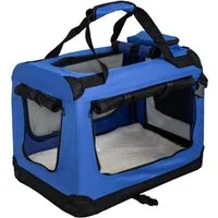 Petigi Tiertransporttasche Transportbox Faltbar Box Hund Transporttasche Katze Auto Blau S-XXXXL