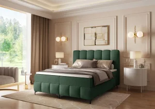 Boxspringbett Schlafzimmerbett ISABEL 140x200cm in Stoff Prime Grün