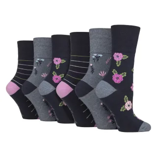 6 Paar Damen Baumwollsocken | Gemusterte weiche, nicht-bindende Alltagssocken