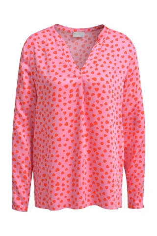 Milano Italy - V-neck blouse 1/1 sleeve pink print - Gr. - 42