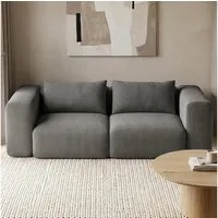 skølm Sofa Hårga aus Cord, Vollschaumcouch mit Federkern und Vakuum-Kompression, Couch 2-Sitzer inkl. 2 Kissen, Dunkelgrau, kein Aufbau erforderlich