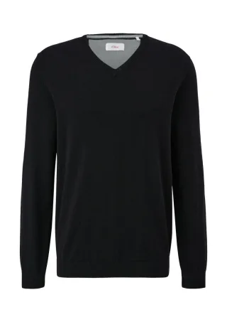 s.Oliver Red Label - Strickpullover mit Logostickerei schwarz - Gr. - S