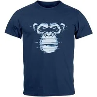 Neverless Print-Shirt Herren T-Shirt Brustprint Affe Motiv Digital-Art Aufdruck Printshirt mit Print