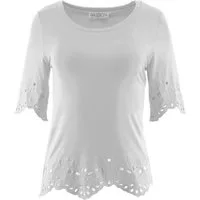 Passioni T-Shirt Kurzarm mit Broderie-Anglaise-Details