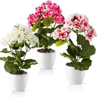 Kunstblume Kunstblumen im Topf, Künstliche Blumen wie echt, Deko Blumen Geranie, Kamelie, Orchidee, Azalee, Veilchen, PASCH, Hochwertiger Keramiktopf