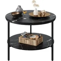 WLIVE Couchtisch Couchtisch rund mit 2 Ebenen, Beistelltisch Holz mit Metallgestell (1 Tisch), Wohnzimmertisch mit Metallrahmen, für Wohnzimmer, Schlafzimmer