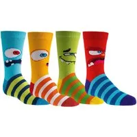 Wowerat Freizeitsocken 3 Paar Kindersocken Lustige Monster, weiche Baumwolle, handgekettelt (3 Paar)