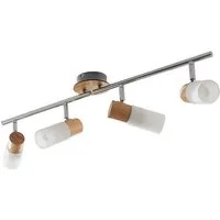 Lindby Deckenstrahler Christoph, Holz warmweiß IP20, 4 x 4,5 W LED, warmweiß