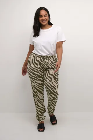 Pants Suiting Regular fit Sand/Green Animal Print