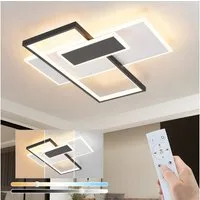ZMH LED Deckenleuchte Wohnzimmer Dimmbar Deckenlampe Schwarz und Weiß Treppenhaus 58W, Augenschutz, Einfache Installation, LED fest integriert, 3000-6500K, Modern Geometrische Schlafzimmerlampe mit Fernbedienung Büro