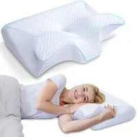 Kityhome Kopfkissen Orthopädisches Nackenkissen Memory Foam – 2 Höhen, waschbarer Bezug, Füllung: 100% Memory Foam, Set, Nackenkissen*1, waschbarer Bezug*1, Nackenstützkissen, Komfort, Atmungsaktiv