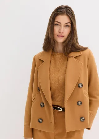bonprix Kurze Jacke in Wolloptik, braun, Gr.50, elegante kurze Wolljacke