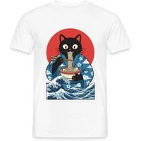 Spreadshirt T-Shirt Ramen Katze, Schwarze Katze Im Japan-Look Männer T-Shirt (1-tlg)