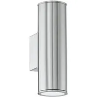 EGLO LED Außen-Wandleuchte Riga Wandleuchte, Außenbeleuchtung, LED, Stahl in silber, IP44, LED wechselbar, Warmweiß, Eckmontage möglich, Up- und Down Light, Garten, Terrasse, 20x9,5x6,5cm